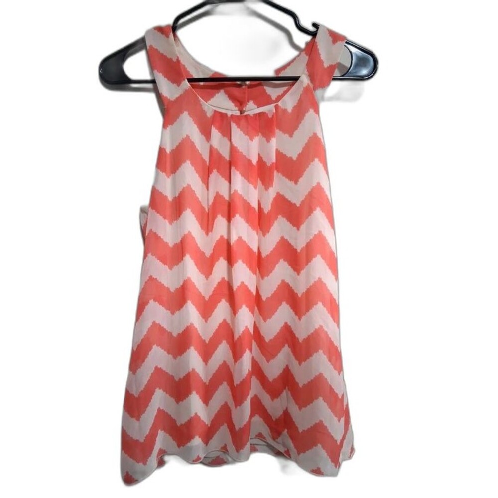 Maurices Coral & White Chevron Sleeveless Blouse